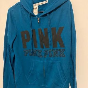 Victoria Secret PINK full zip hoodie Blue NWOT